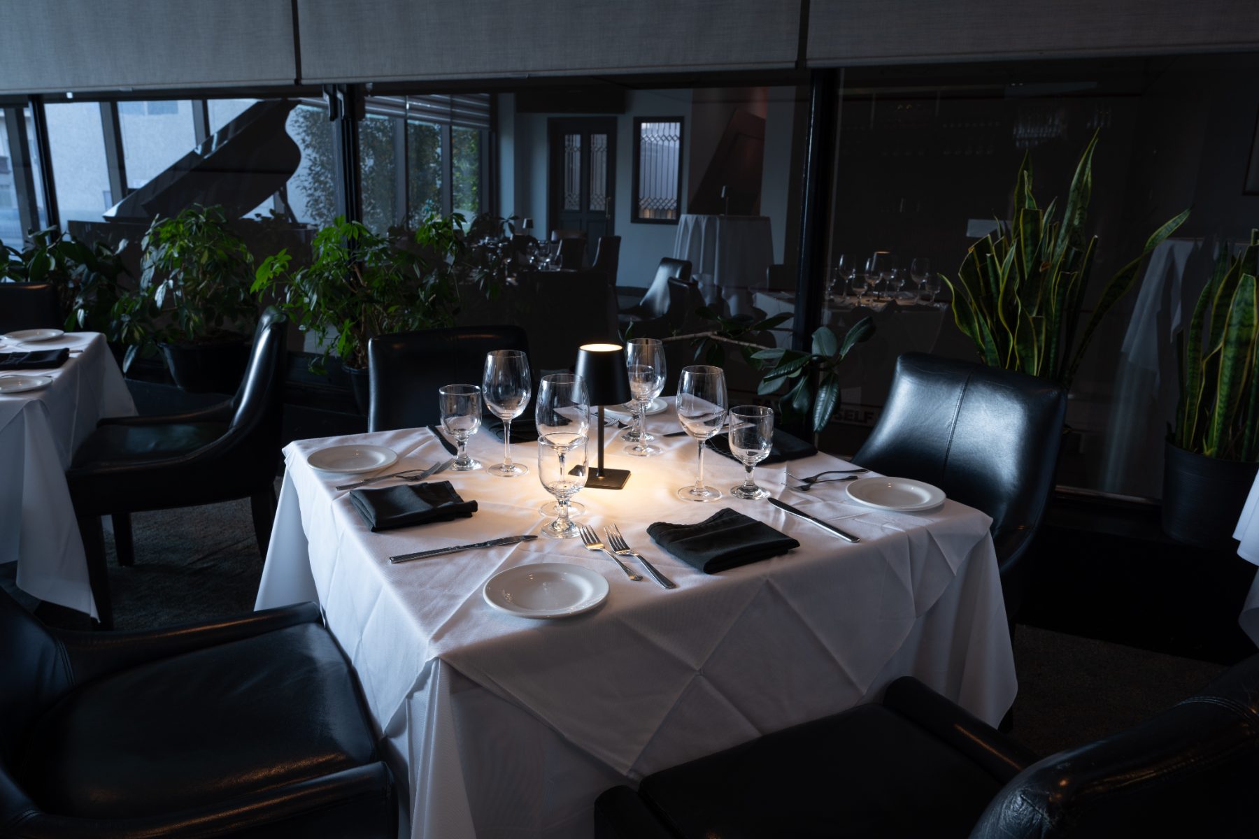 A table set for an event in the WSRC dining room
