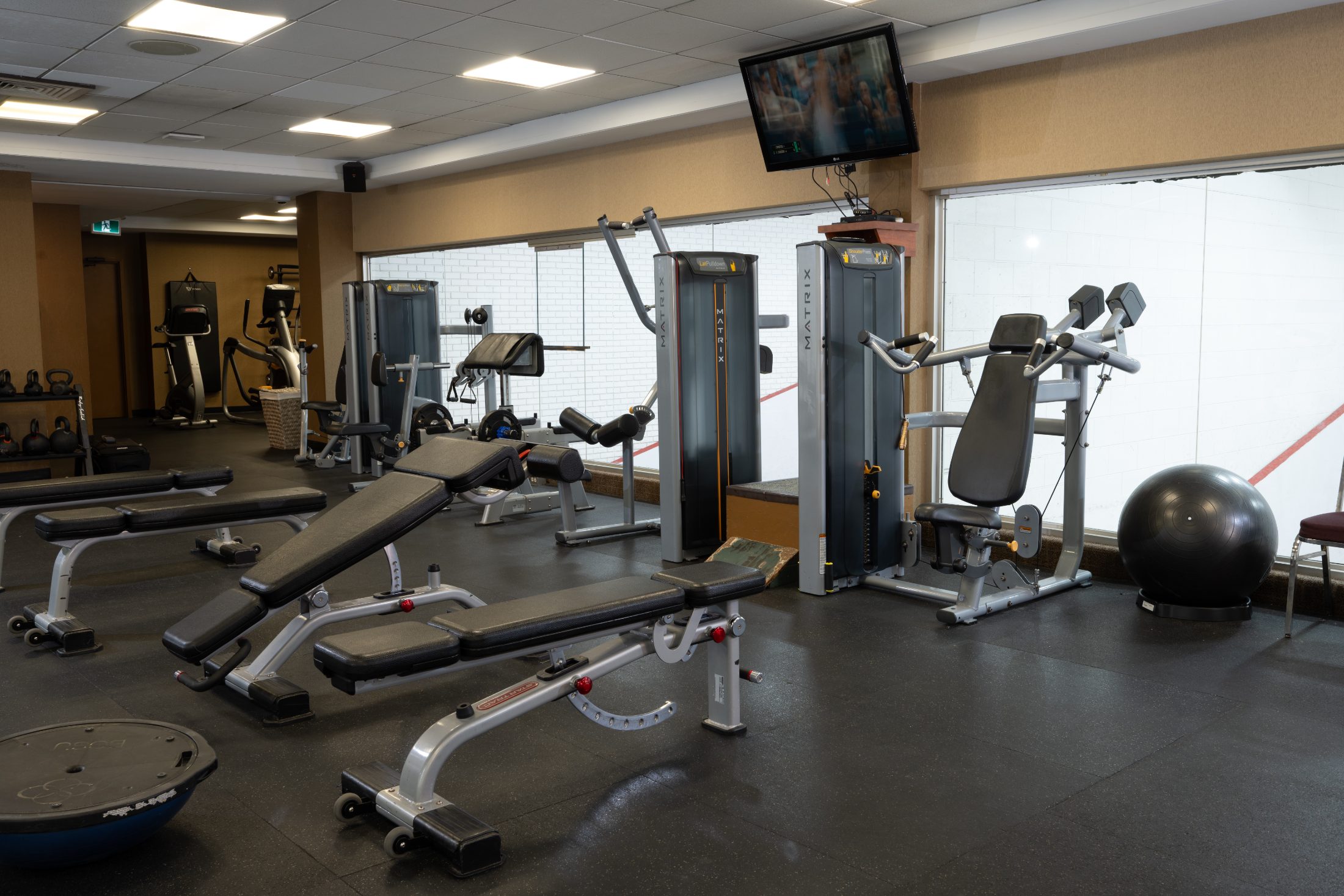 Machines overlooking the squash court