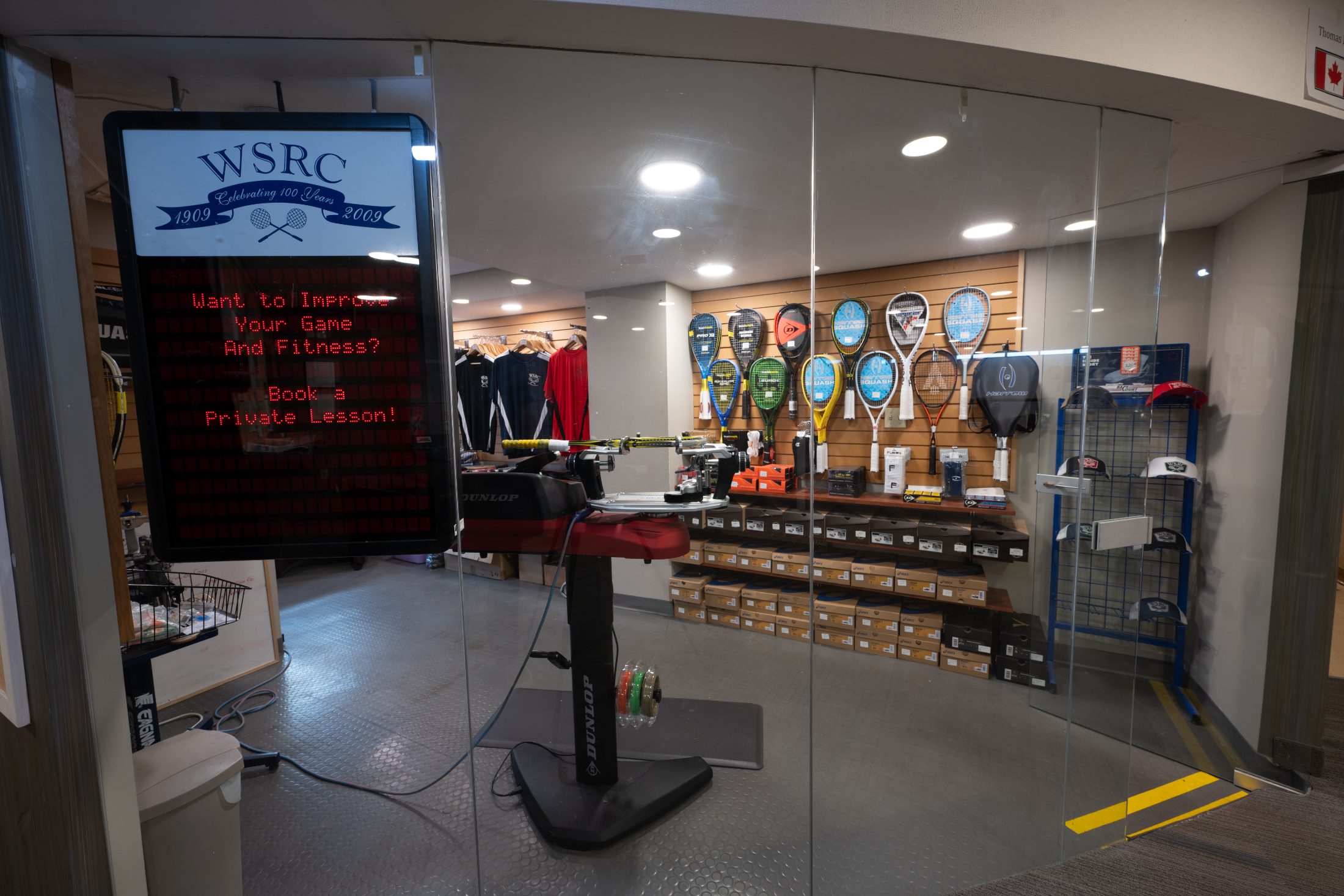 The pro shop beside the courts at WSRC