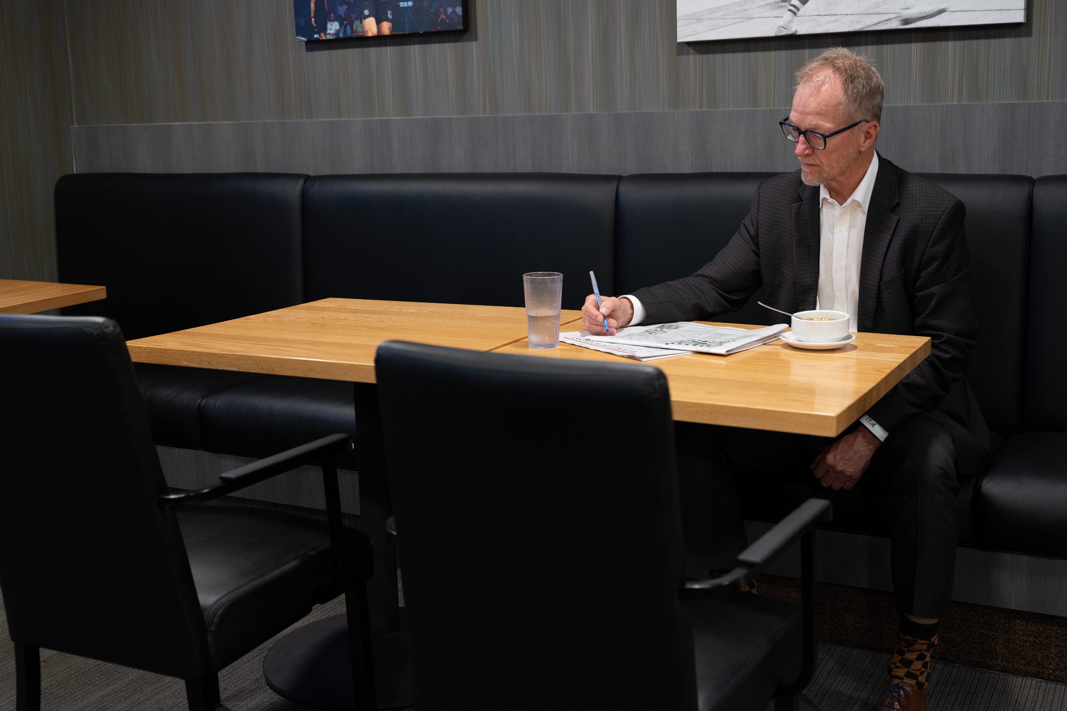 A member working over lunch in a quiet corner