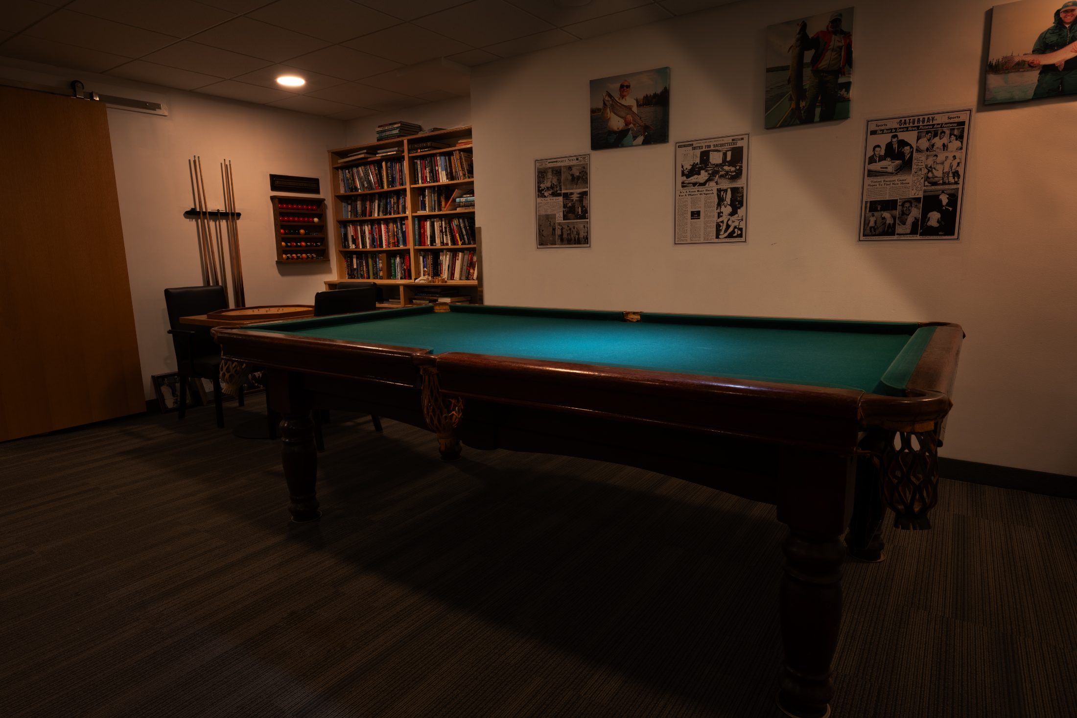 The billiards room and library